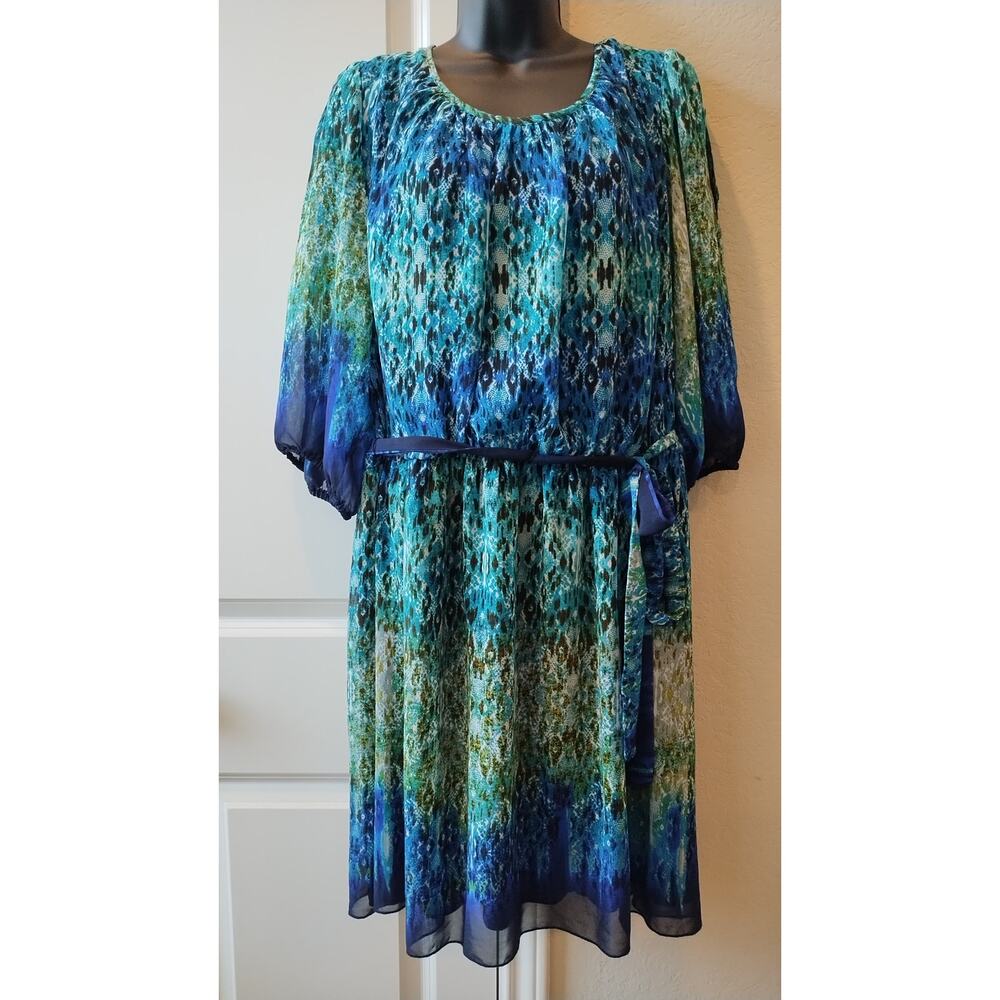 Enfocus Women  Dress Abstract Watercolor 3/4 Sleeve Size 20W